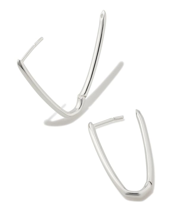 Ellen Elongated Hoop Earrings in Sterling Silver