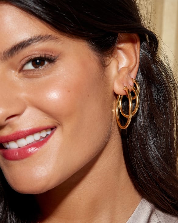 Tube Medium 30mm Hoop Earrings in 18k Gold Vermeil