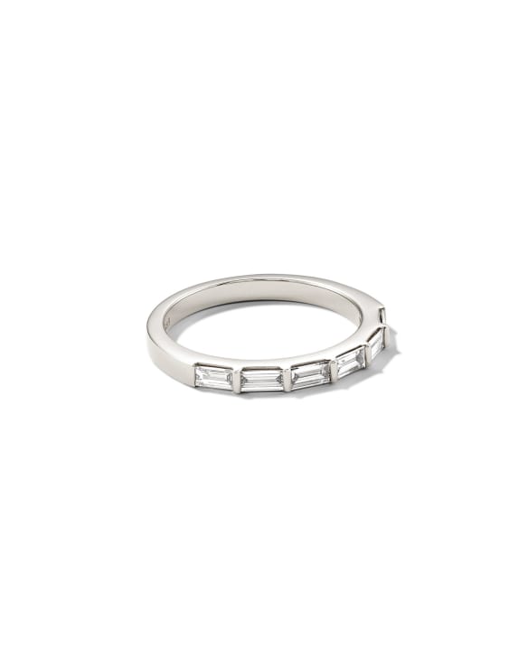 Isabella 14k White Gold Half Eternity Band Ring in White Diamond