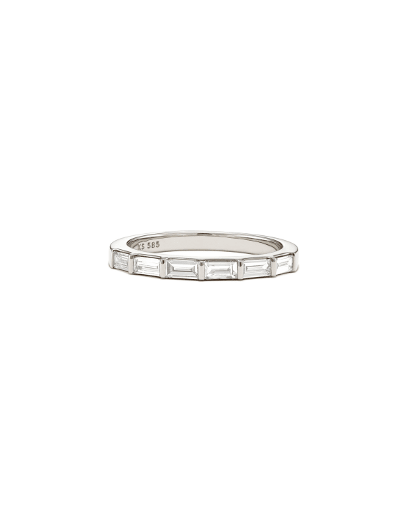 Isabella 14k White Gold Half Eternity Band Ring in White Diamond