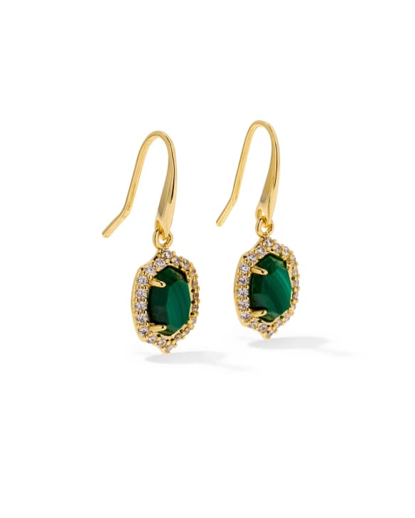 Daphne Crystal Frame Gold Drop Earrings