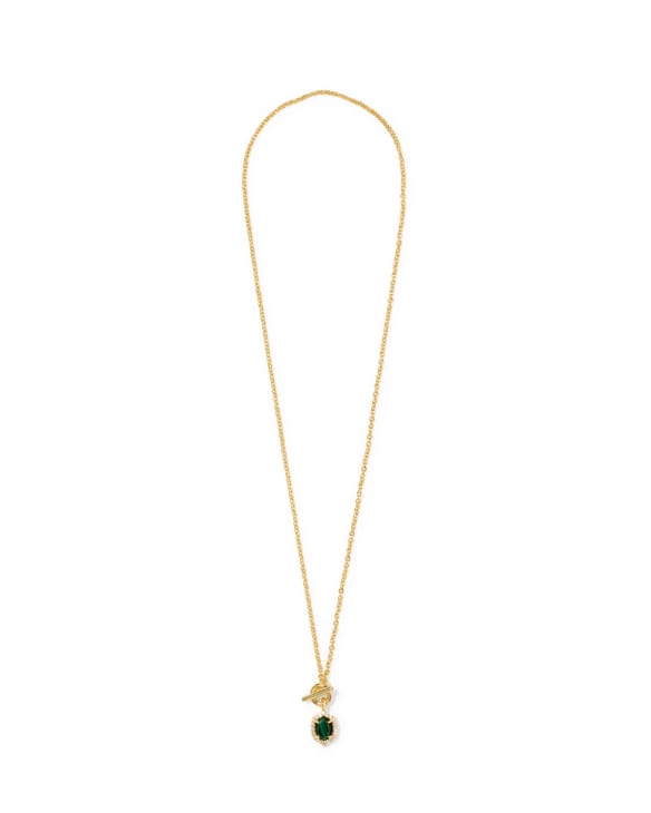 Daphne Crystal Frame Gold Toggle Necklace