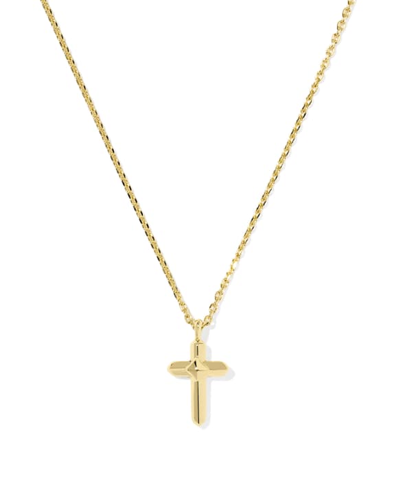 Metal 18k Gold Vermeil Cross Short Pendant Necklace&nbsp;
