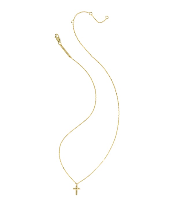 Metal 18k Gold Vermeil Cross Short Pendant Necklace&nbsp;