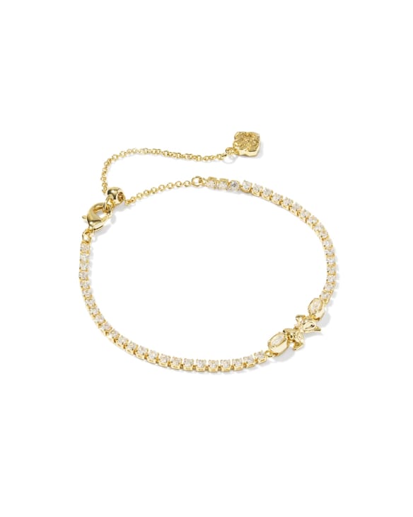 Kendra Scott x LoveShackFancy Crystal Bow Gold Tennis Bracelet