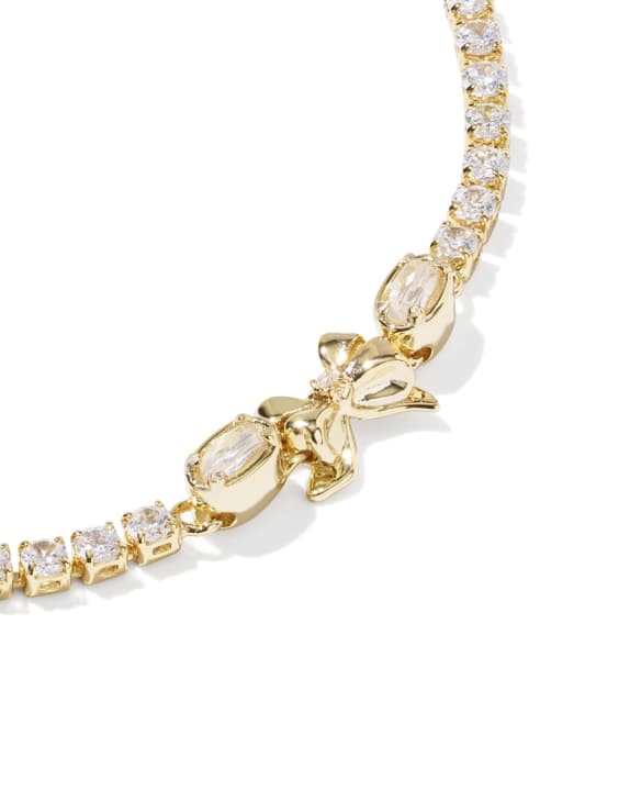 Kendra Scott x LoveShackFancy Crystal Bow Gold Tennis Bracelet