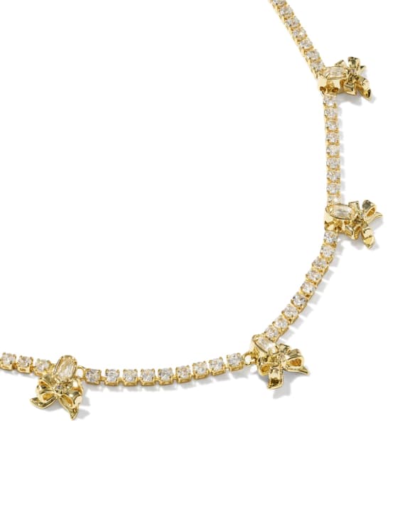 Kendra Scott x LoveShackFancy Crystal Bow Gold Tennis Necklace