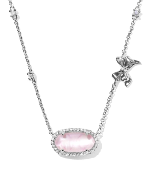 Kendra Scott x LoveShackFancy Elisa Pave Frame Silver Pendant Necklace