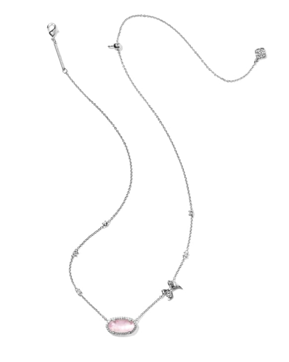 Kendra Scott x LoveShackFancy Elisa Pave Frame Silver Pendant Necklace