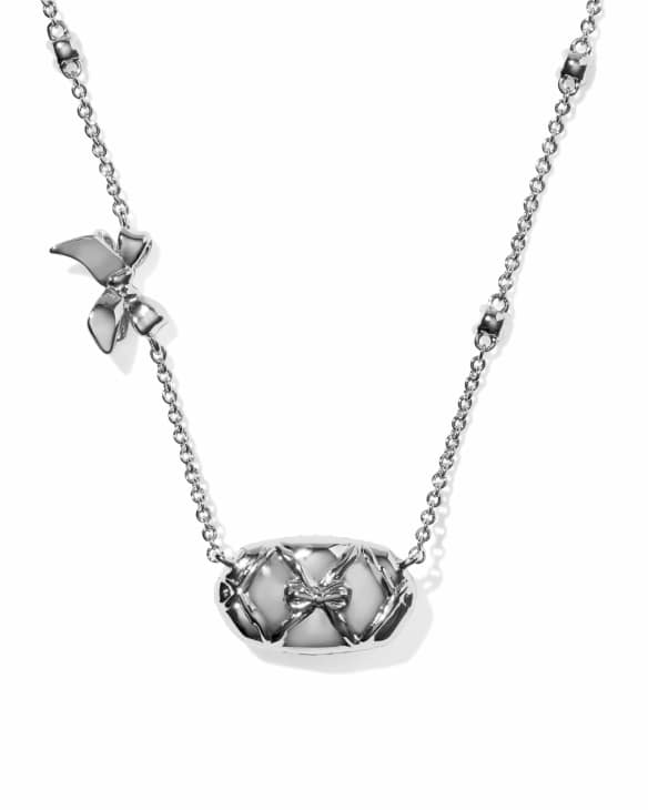 Kendra Scott x LoveShackFancy Elisa Pave Frame Silver Pendant Necklace