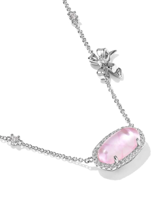 Kendra Scott x LoveShackFancy Elisa Pave Frame Silver Pendant Necklace