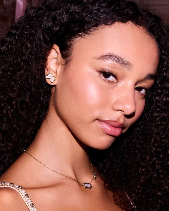 Kendra Scott x LoveShackFancy Crystal Bow Gold Stud Earrings