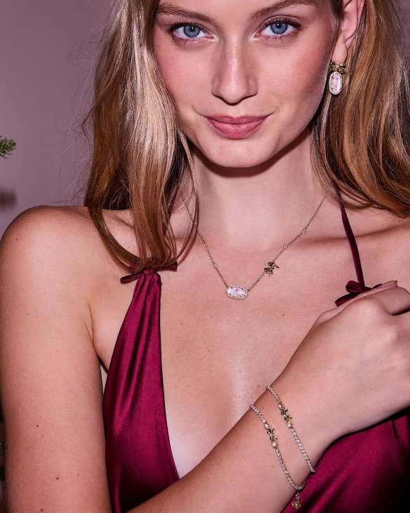 Kendra Scott x LoveShackFancy Crystal Bow Gold Tennis Bracelet