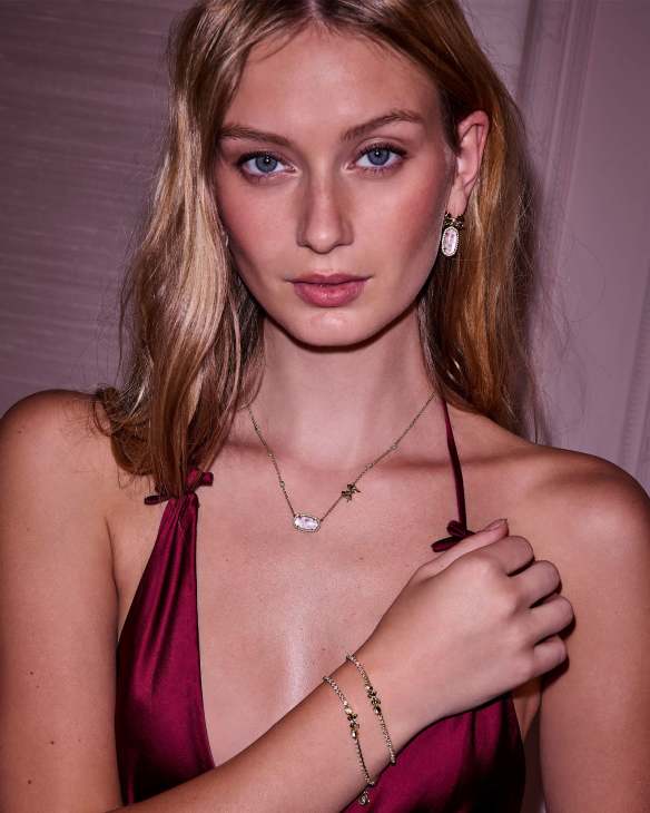 Kendra Scott x LoveShackFancy Crystal Bow Gold Tennis Bracelet