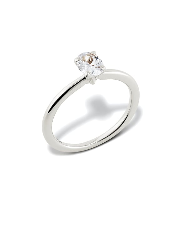 Oval Solitaire Engagement Ring in 14k White Gold