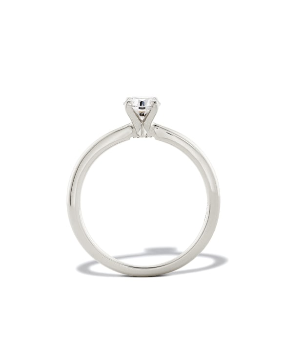 Round Solitaire Engagement Ring in 14k White Gold