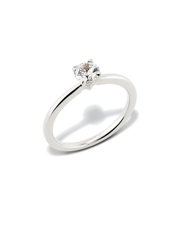 Round Solitaire Engagement Ring in 14k White Gold