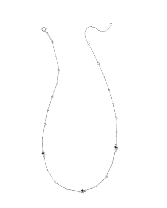 Michelle 14k White Gold Strand Necklace in Blue Sapphire