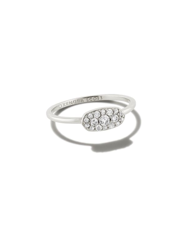 Grayson Silver Band Ring in White Crystal