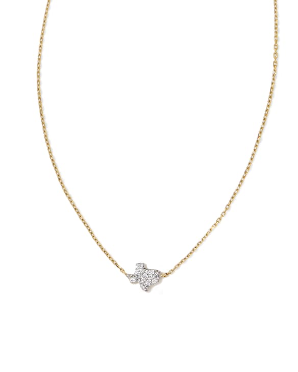 Tiny Texas 14k Yellow Gold Pendant Necklace in White Diamond