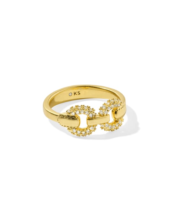 Beau Vintage Gold Pave Band Ring in White CZ