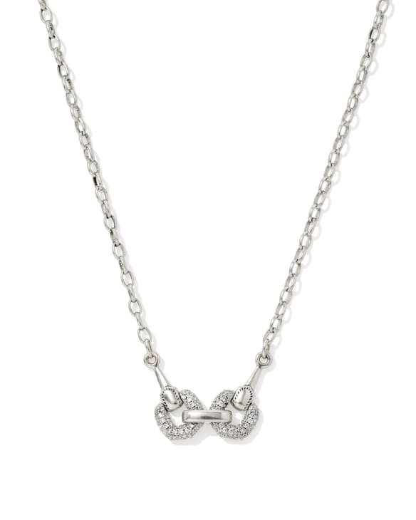 Beau Vintage Silver Pave Short Pendant Necklace in White CZ