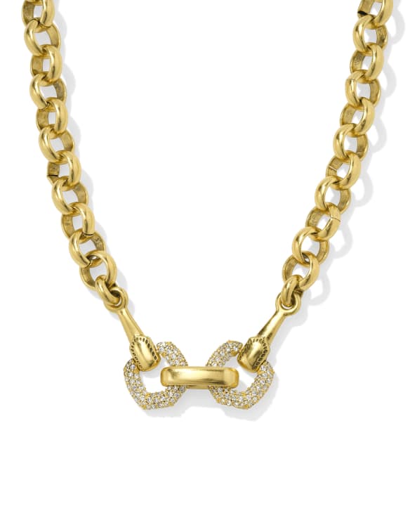 Beau Vintage Gold Pave Statement Necklace in White CZ