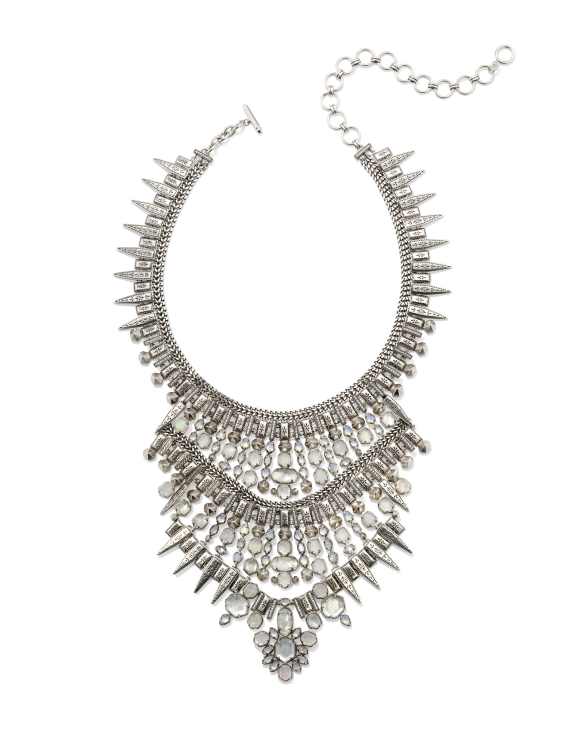 Serayah Vintage Silver Statement Necklace in White Mix
