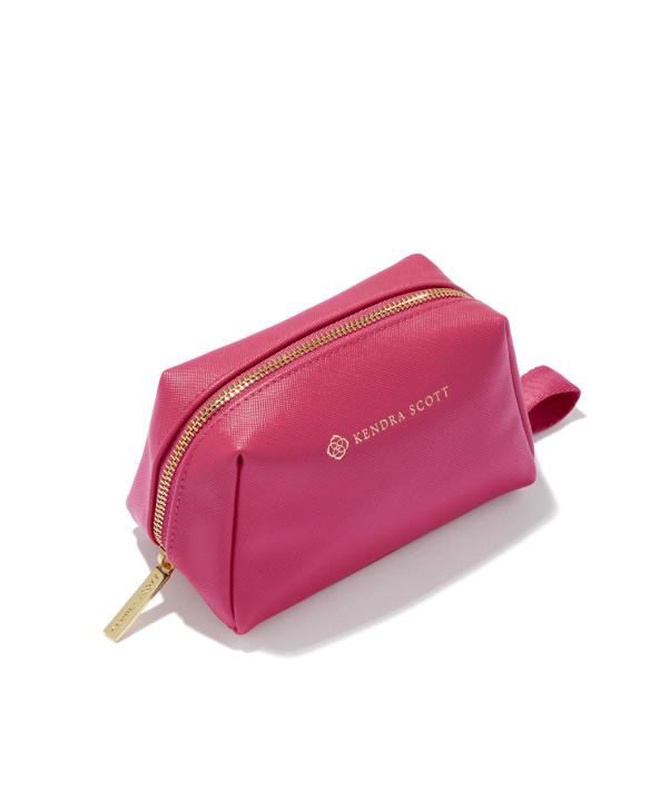 Small Cosmetic Zip Case in Hot Pink