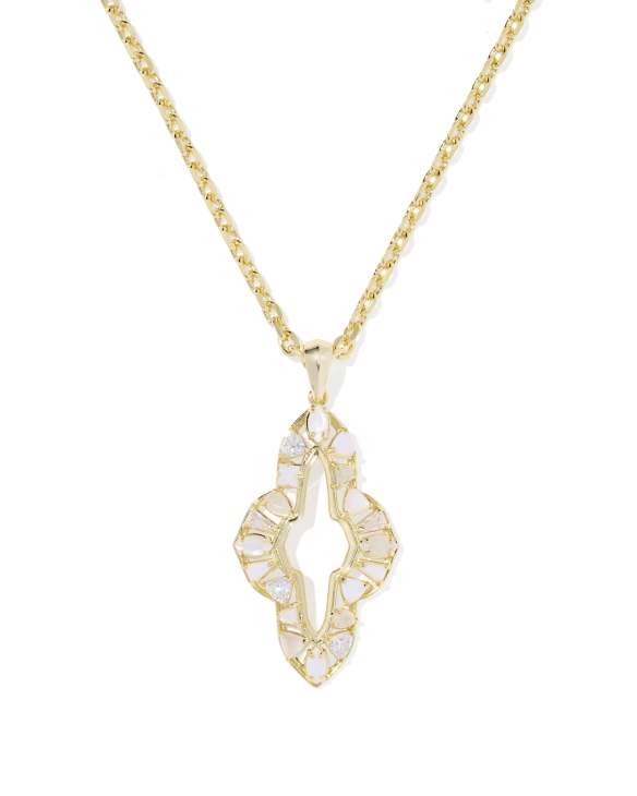 Abbie Gold Crystal Long Pendant Necklace 