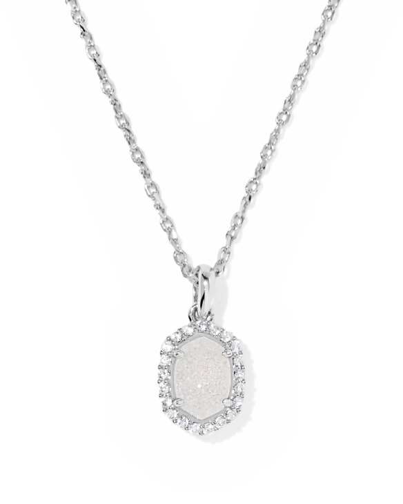 Daphne Silver Crystal Frame Short Pendant Necklace 