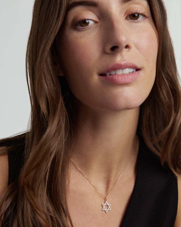 0.26 ct Lab Grown Diamond Star of David Pendant Necklace in 14k Yellow Gold