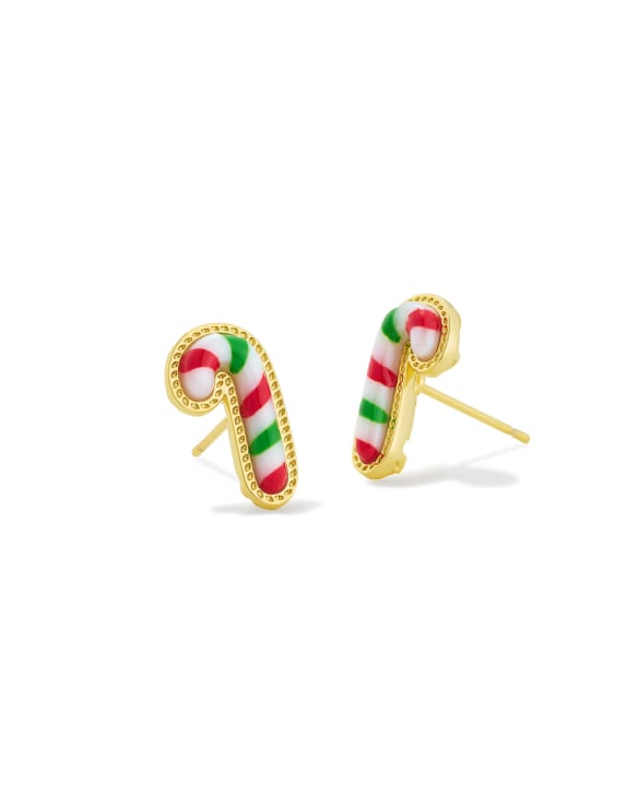 Candy Cane Gold Stud Earrings&nbsp;