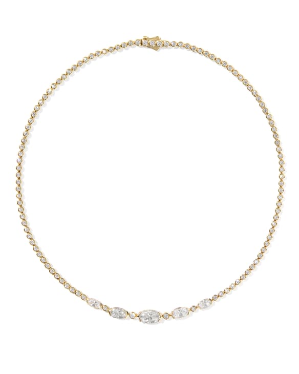 8.66 ct Lab Grown White Diamond Custom Elisa Tennis 14k Yellow Gold Necklace