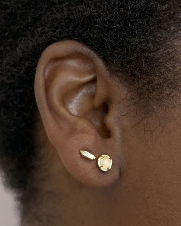 Austin Gold Single Stud Earring in White Crystal