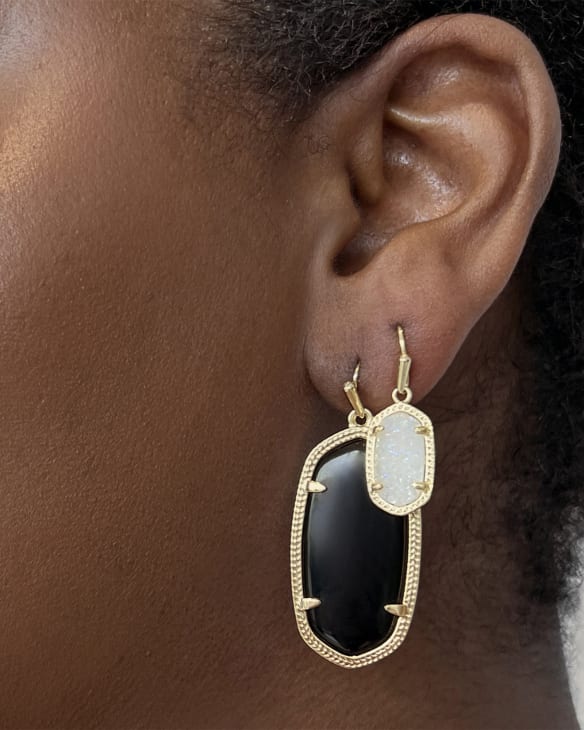 Lee Gold Drop Earrings in Iridescent Drusy