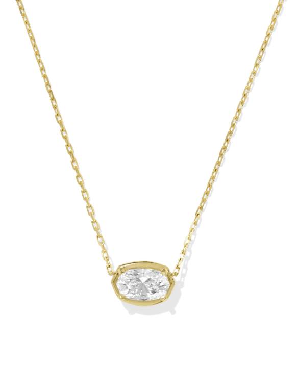 2 ct Lab Grown White Diamond Custom Elisa Pendant Necklace in 14k Yellow Gold