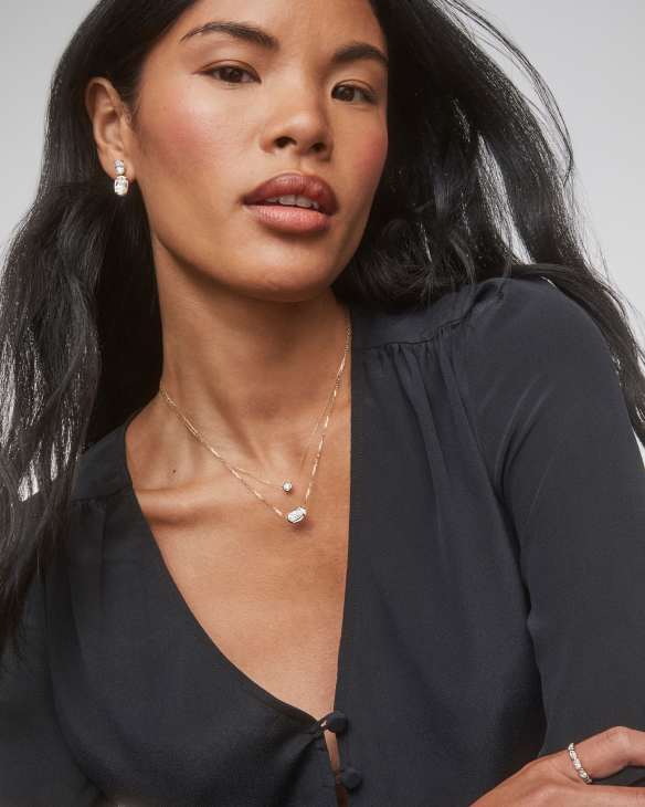 Lab Grown White Diamond Custom Elisa Drop Earrings in 14k Yellow Gold