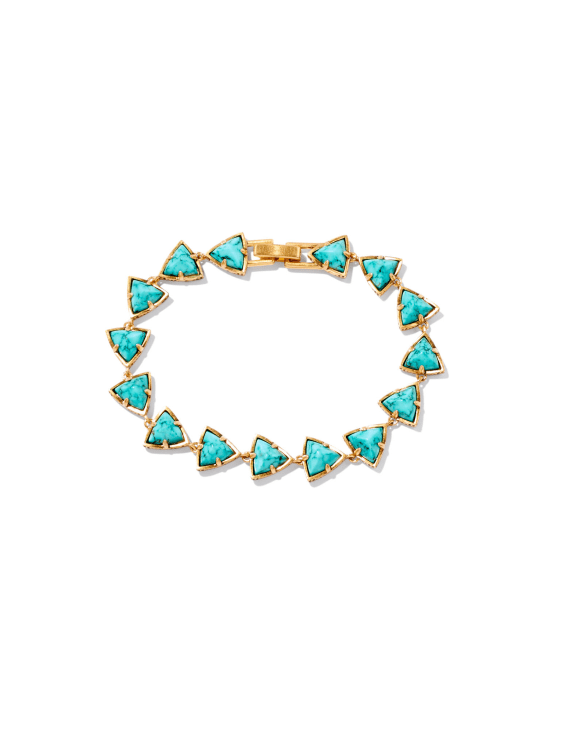 Robby Vintage Gold Link and Chain Bracelet in Variegated Turquoise Magnesite