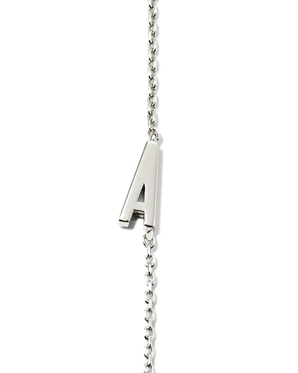 Letter A Inline Initial Necklace in Sterling Silver