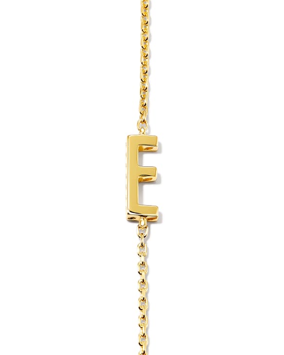 Letter E Inline Initial Necklace in 18k Gold Vermeil