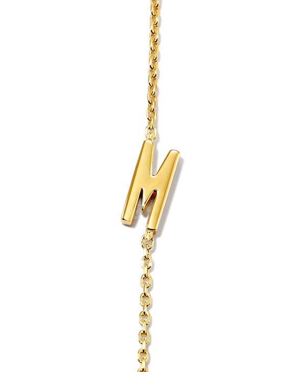 Letter M Inline Initial Necklace in 18k Gold Vermeil