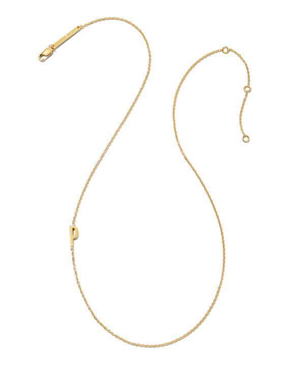 Letter P Inline Initial Necklace in 18k Gold Vermeil