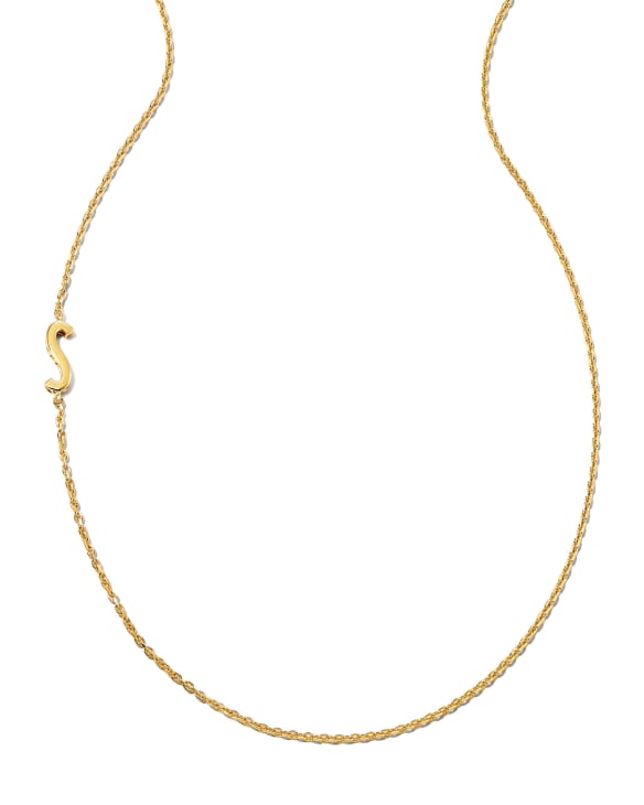 Letter S Inline Initial Necklace in 18k Gold Vermeil