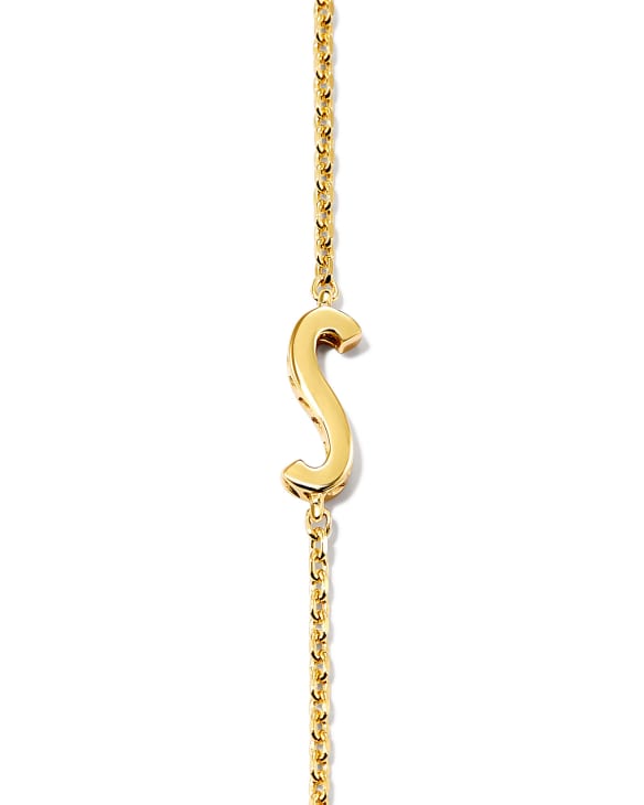 Letter S Inline Initial Necklace in 18k Gold Vermeil