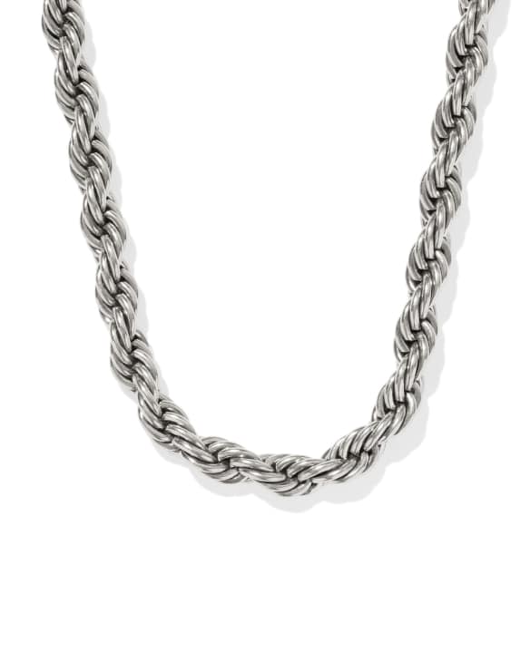 Noble Rope Link and Chain Necklace in Vintage Silver