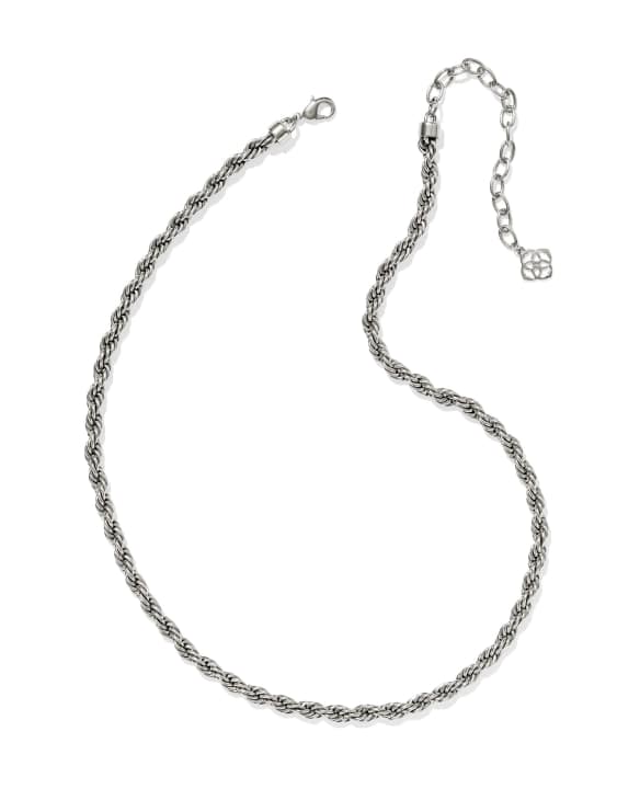 Noble Rope Link and Chain Necklace in Vintage Silver
