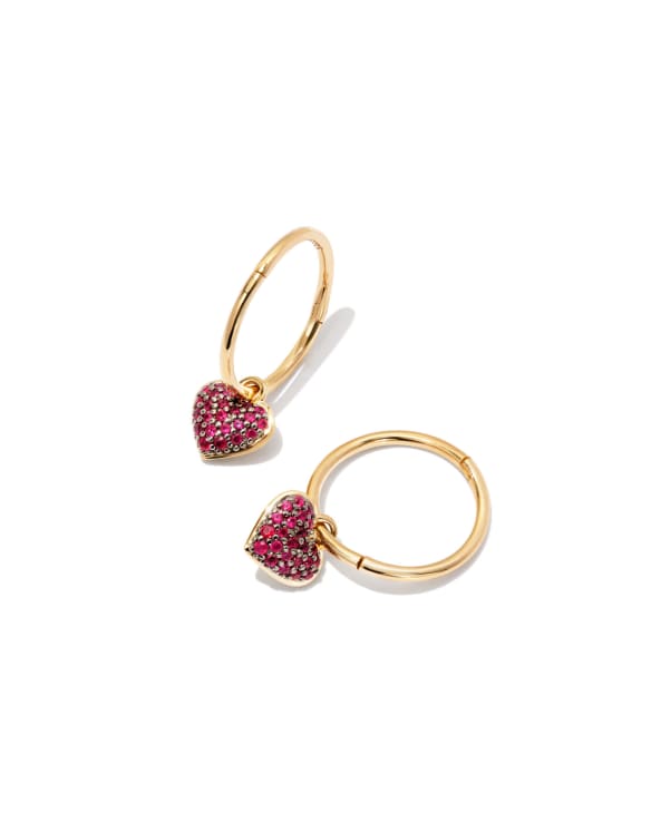 Madeline 14k Yellow Gold Huggie Earrings in Ruby