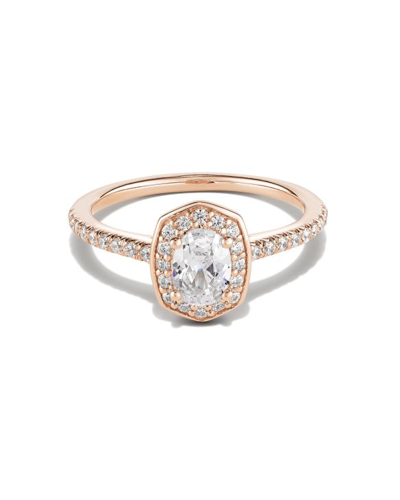 Oval Iconic Halo Engagement Ring in 14k Rose Gold