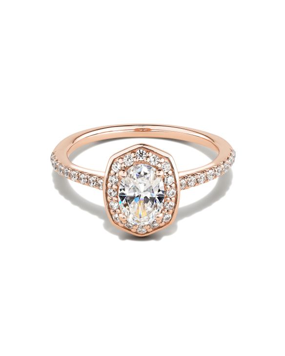 Oval Iconic Halo Engagement Ring in 14k Rose Gold